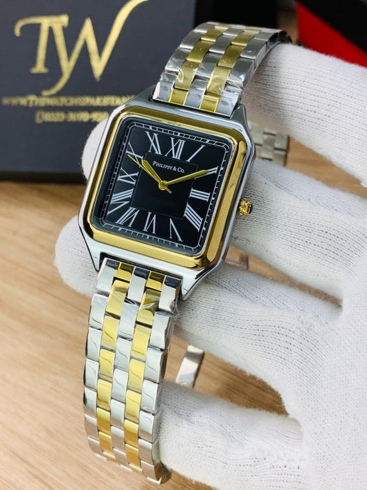 Square Dial Two Tone Black