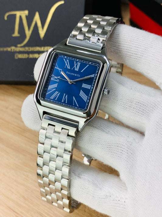 Square Dial Silver Blue !