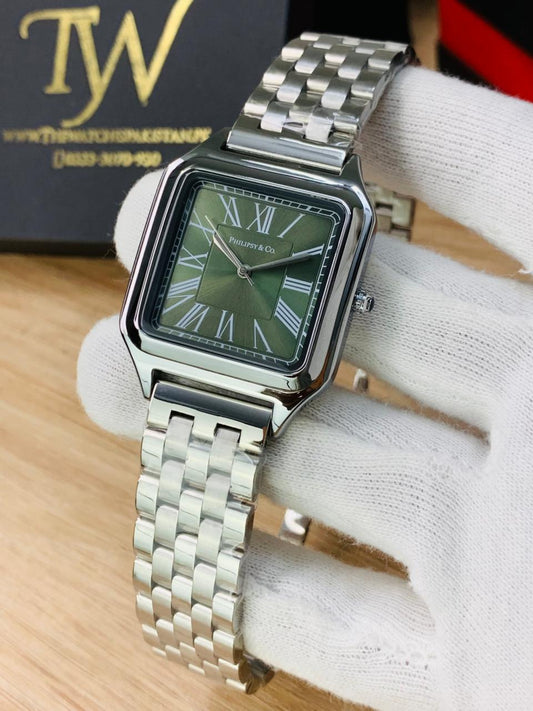 Square Dial Silver Green