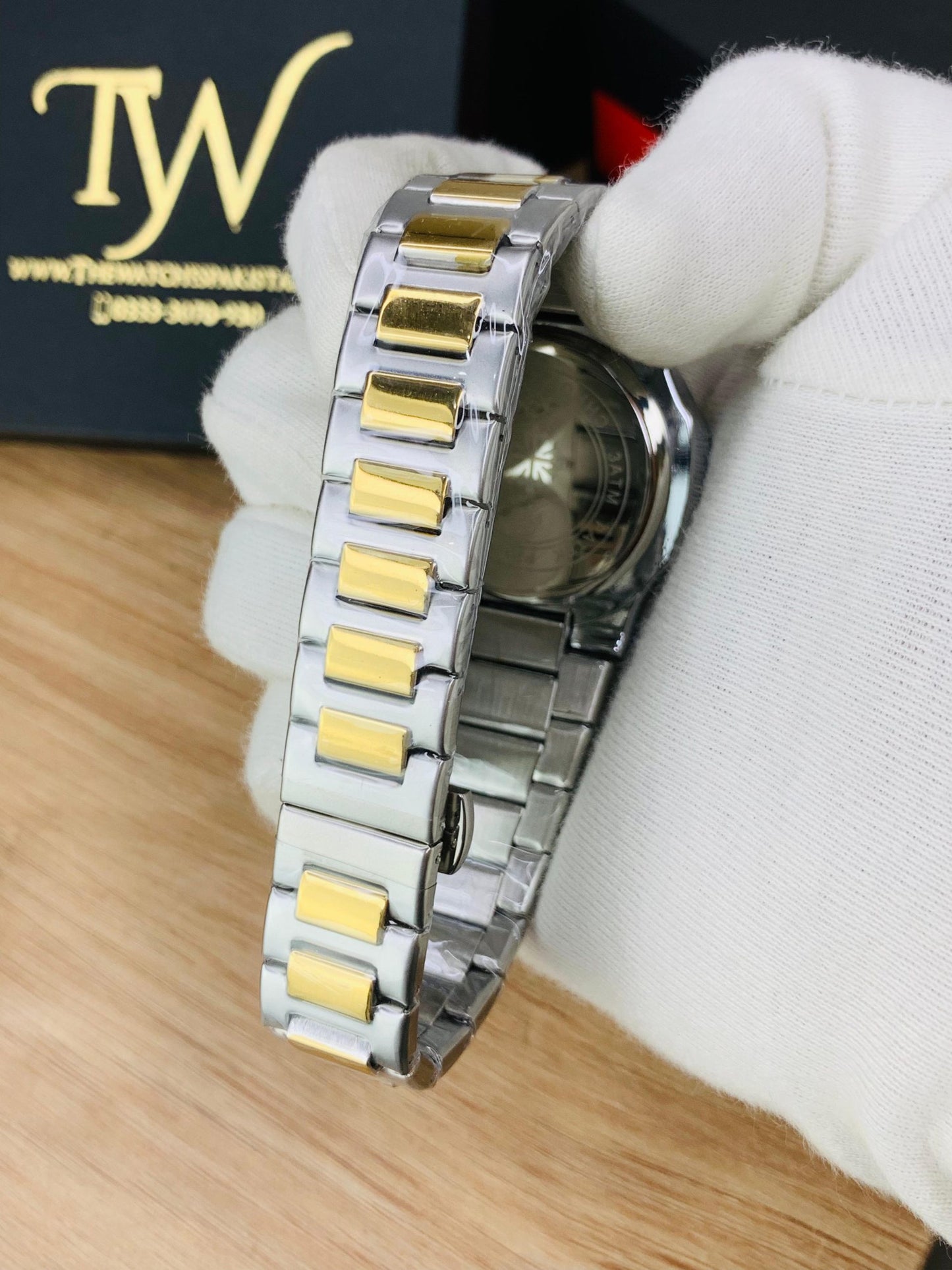 PP-Slim Case Stone Dial Two Tone White Dial