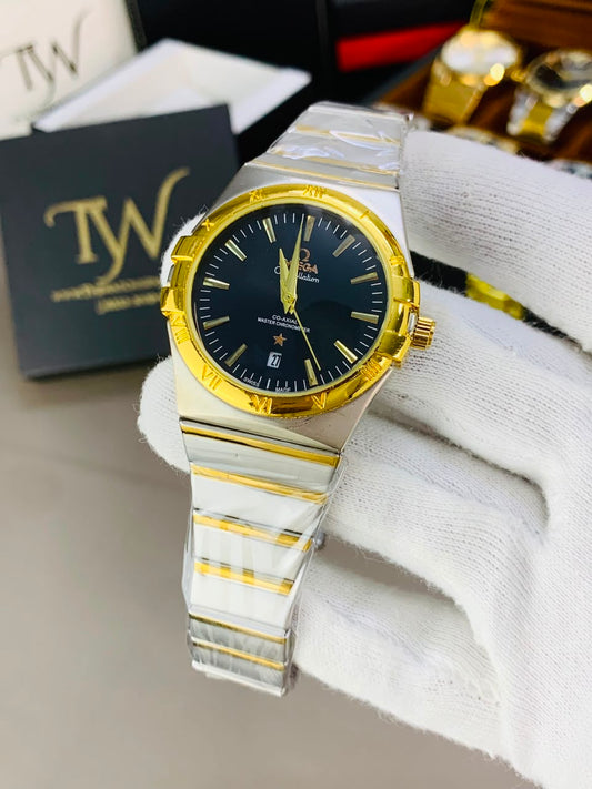 Golden Two Tone Black Dial