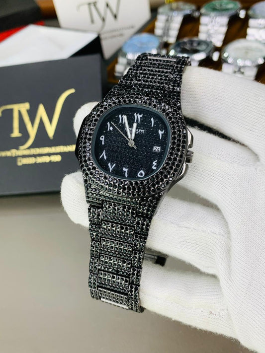 Eid Discount | Black Arabic Stone Watch ⌚
