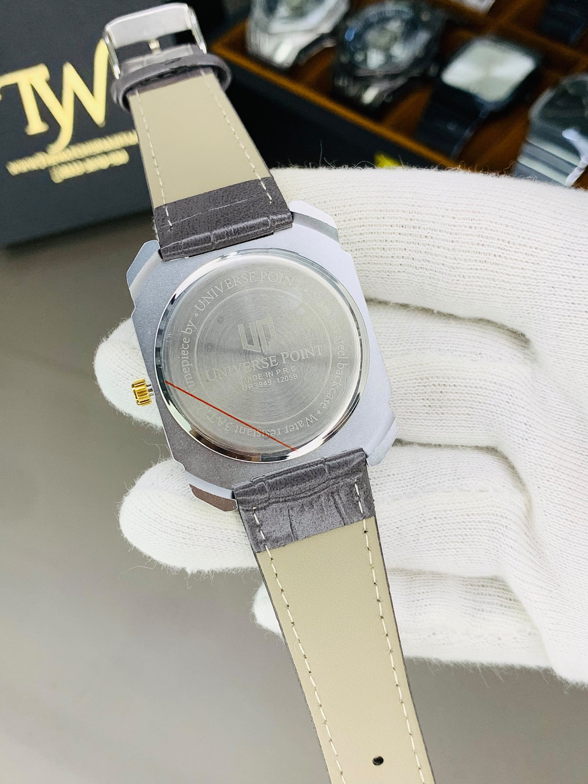 Silver Case Golden Ring Grey Dial & Strap
