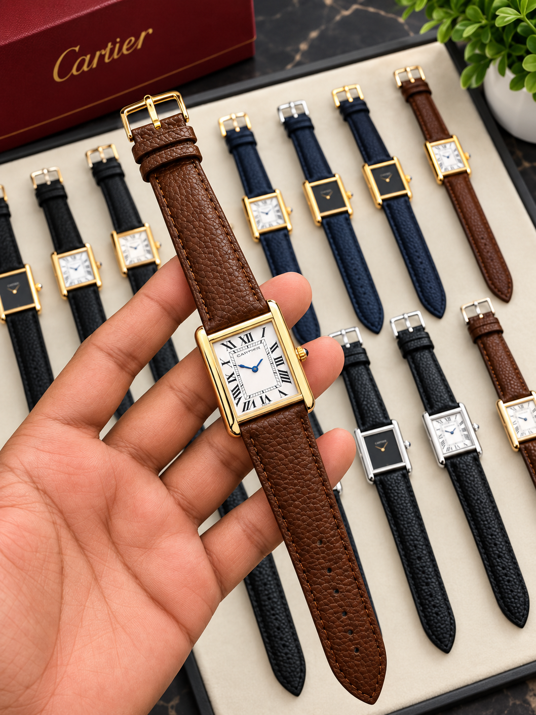 Tank Model Index Dial Brown Golden