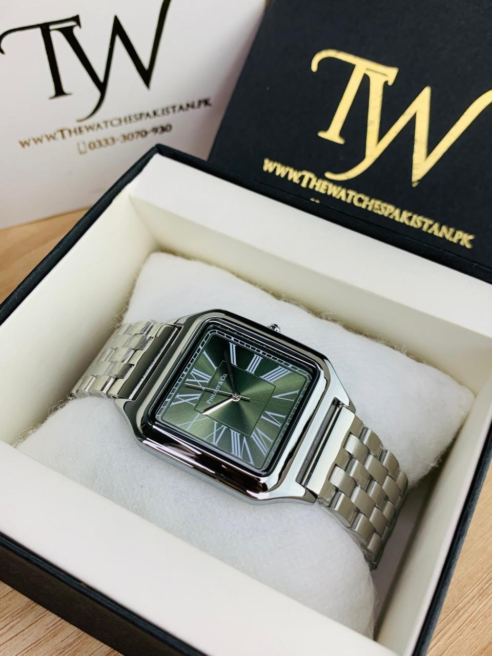 Square Dial Silver Green