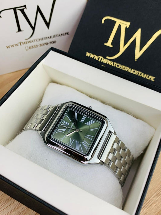 Square Dial Silver Green