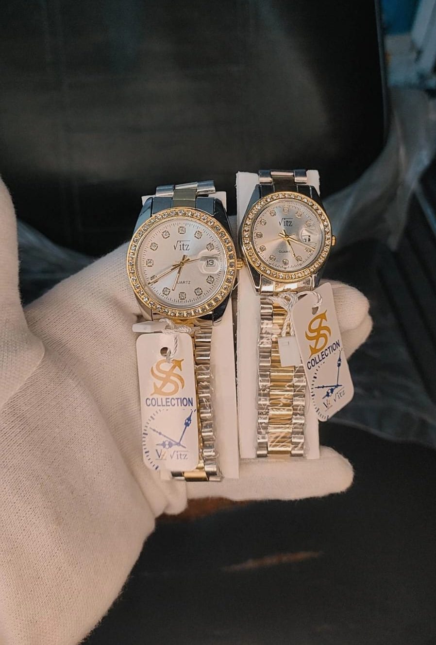 Couple Watch ! Two Tone White Dial