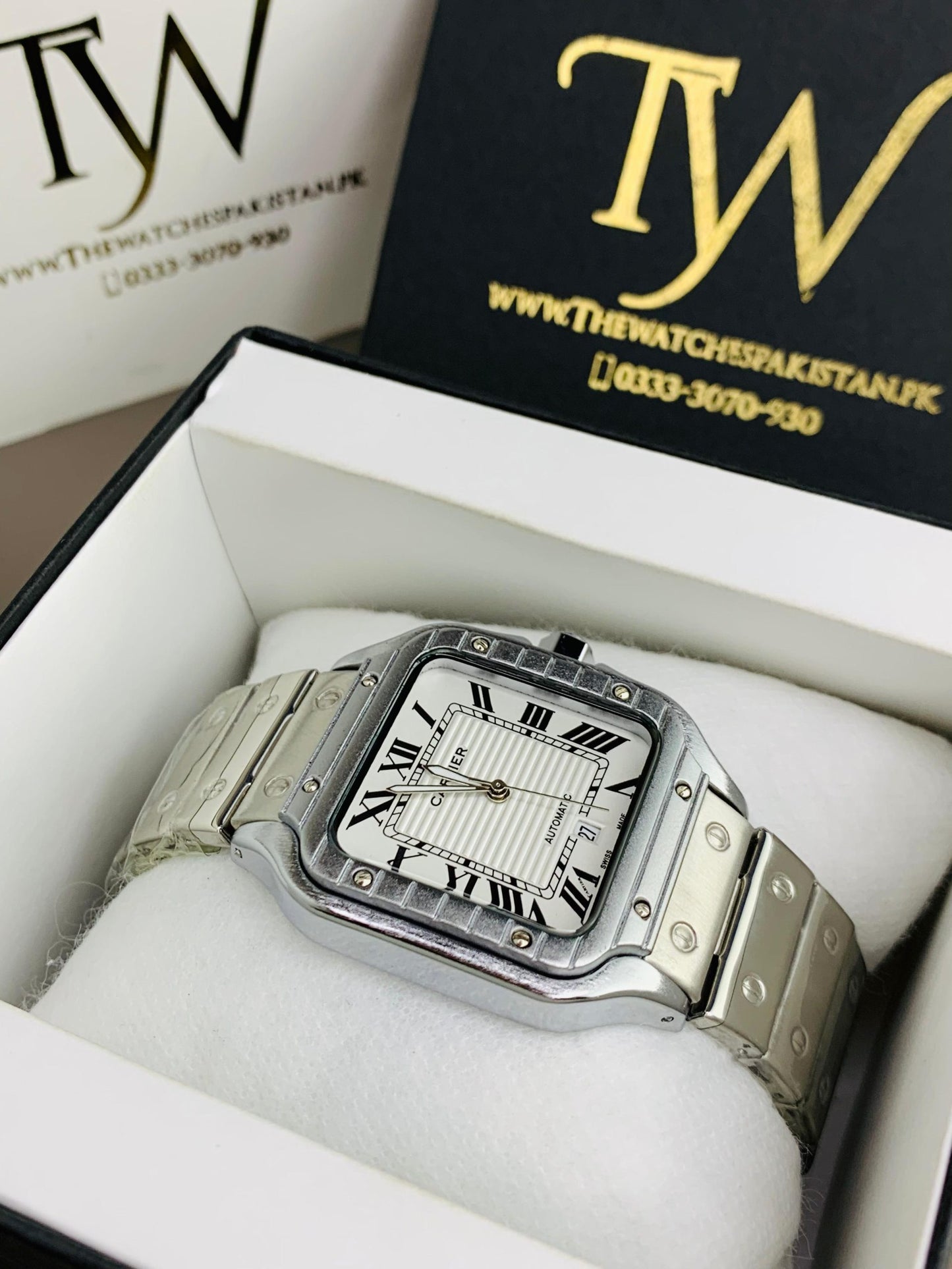 Square Dial Watch Full Silver