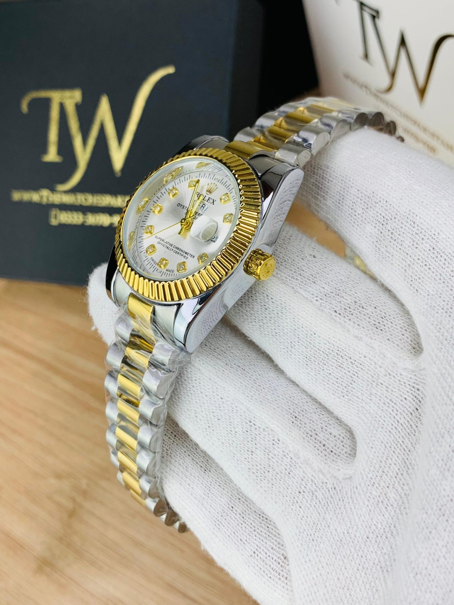 Rlx12 Diamond For Women Two Tone Golden