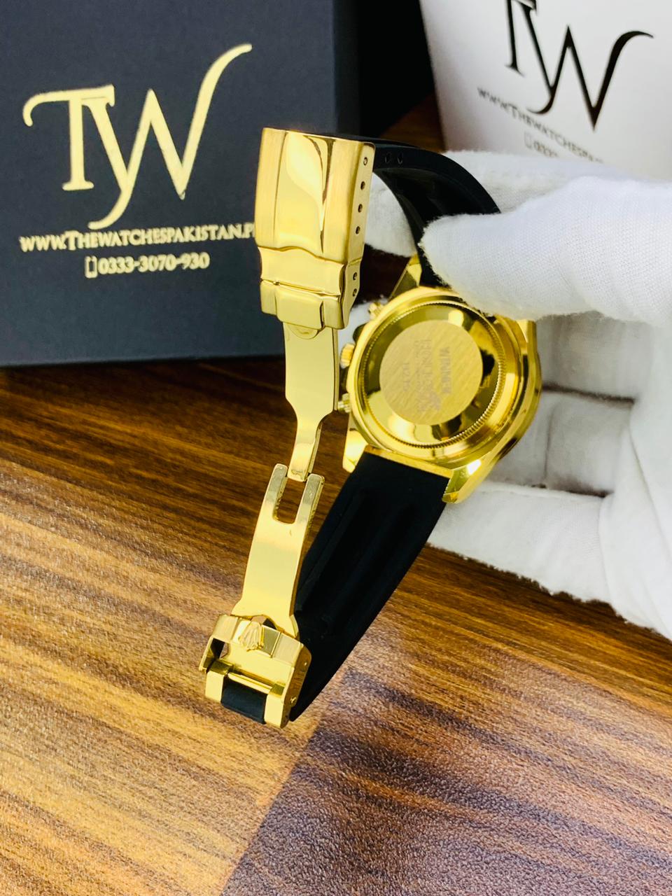 Golden Dial Black Strap Tiger Print Dial !