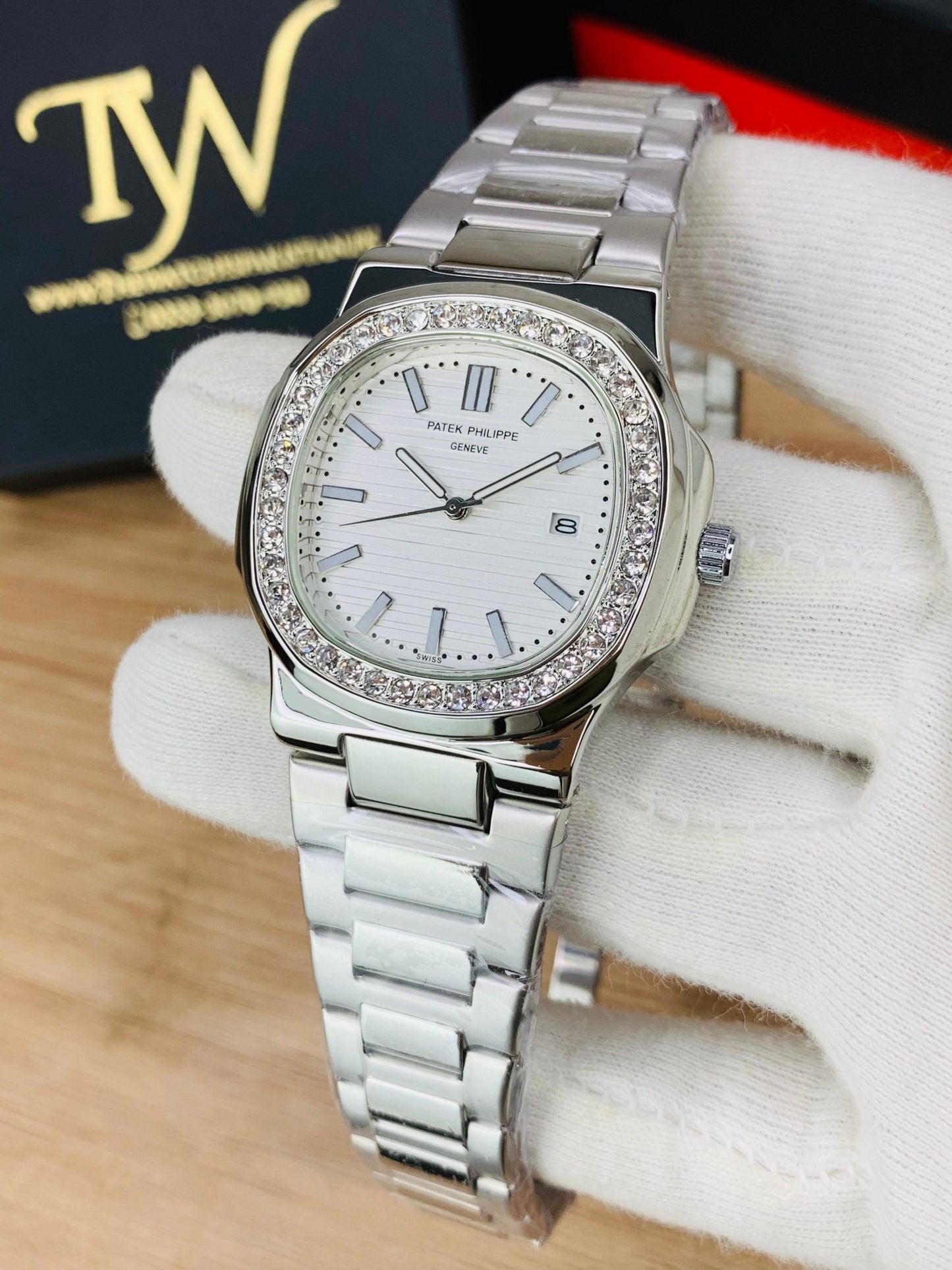 PP-Slim Case Stone Dial Silver !