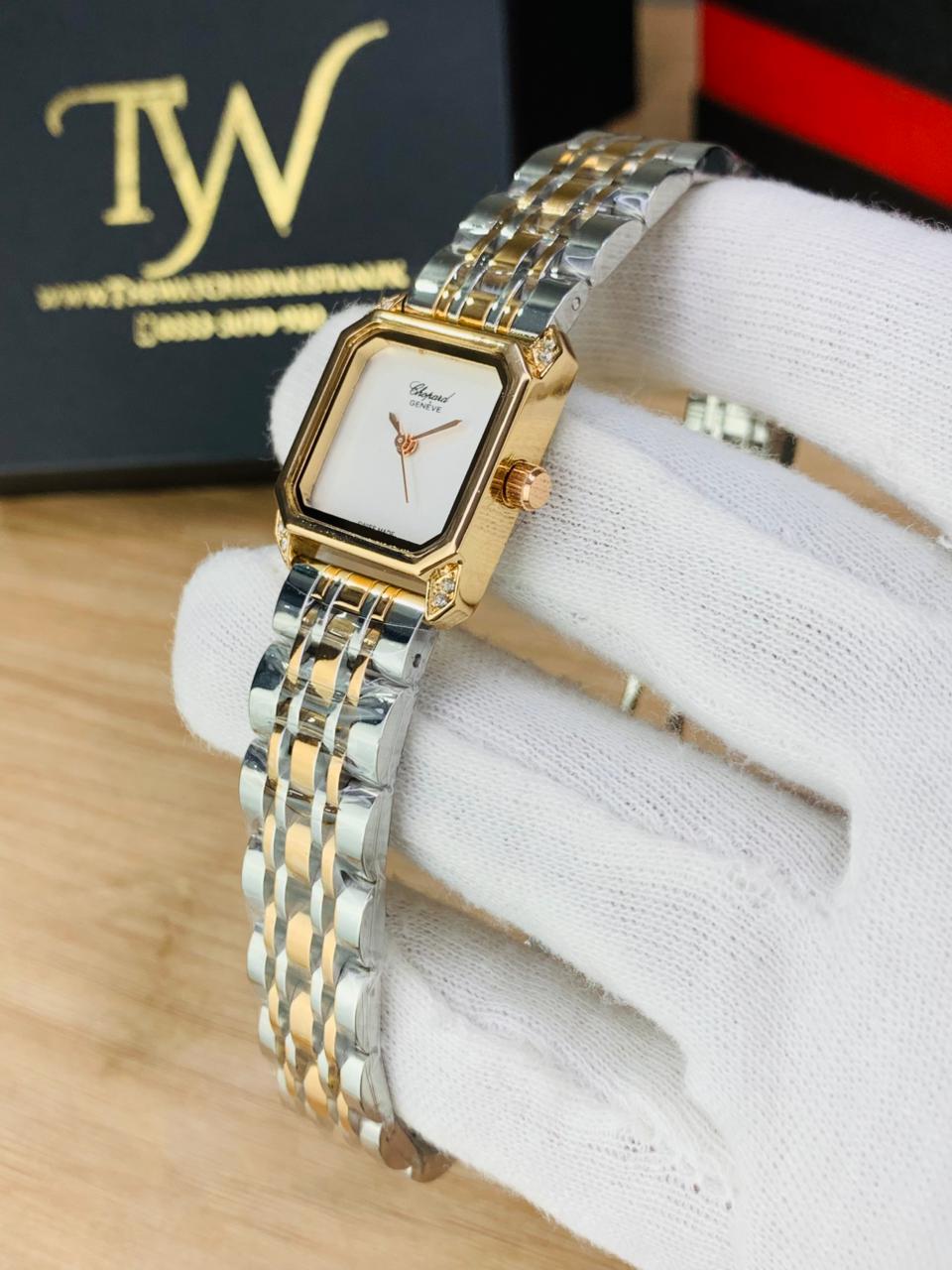 Chopard Square Rose Two Tone White Dial