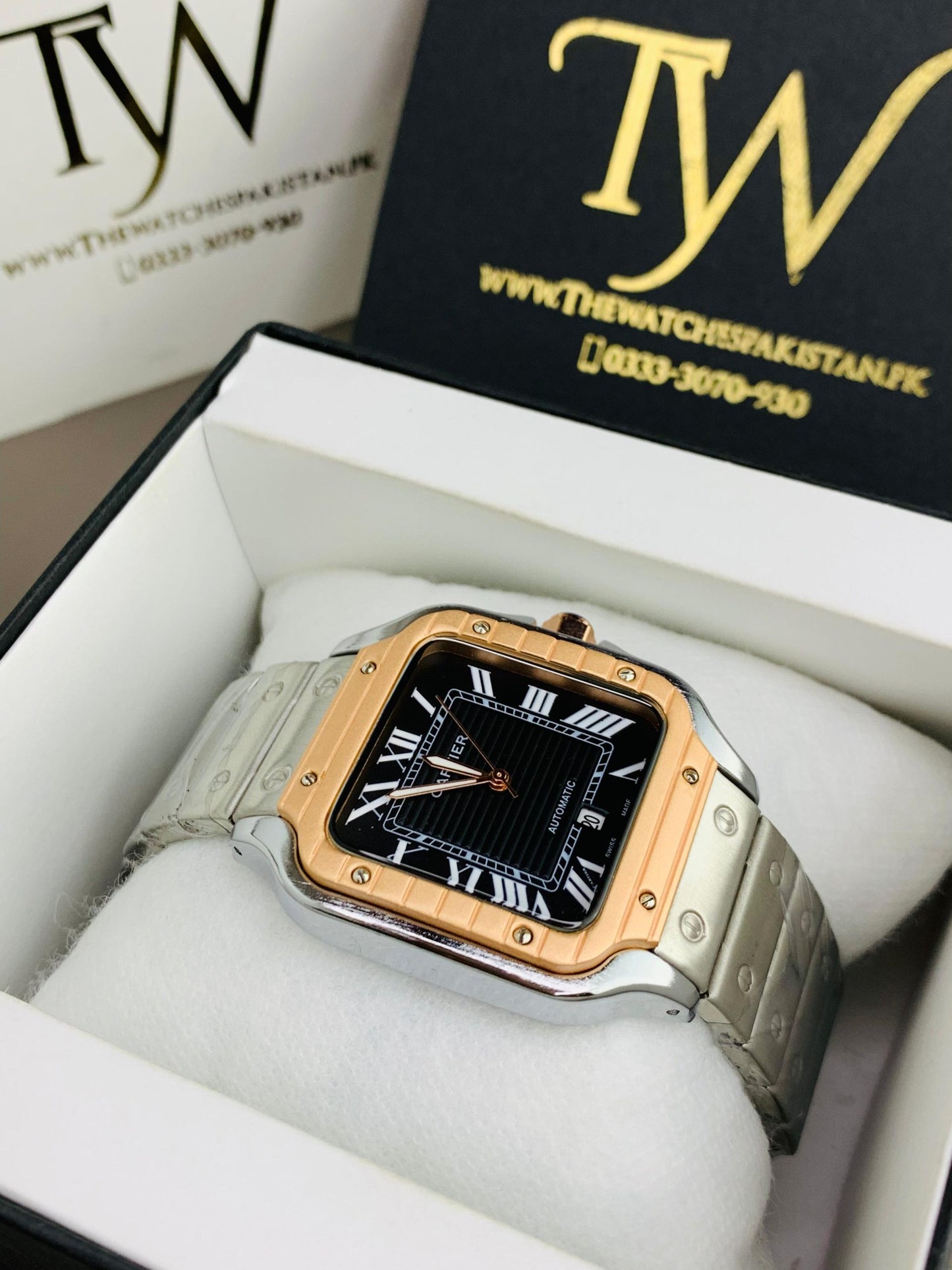 Square Dial Watch Copper Case Black Dial