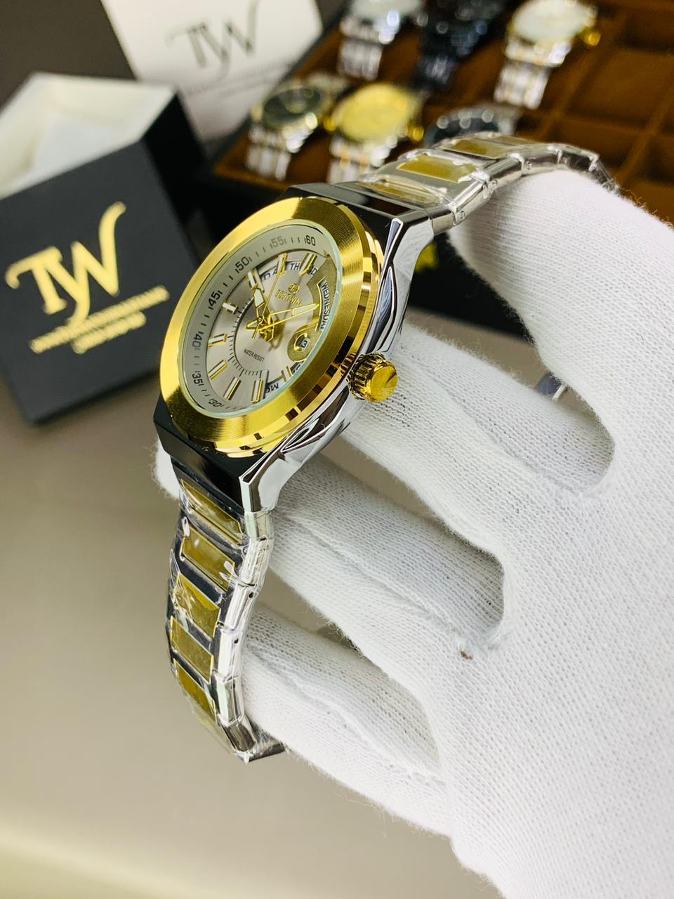Day Date Best-win Two Tone Golden Dial