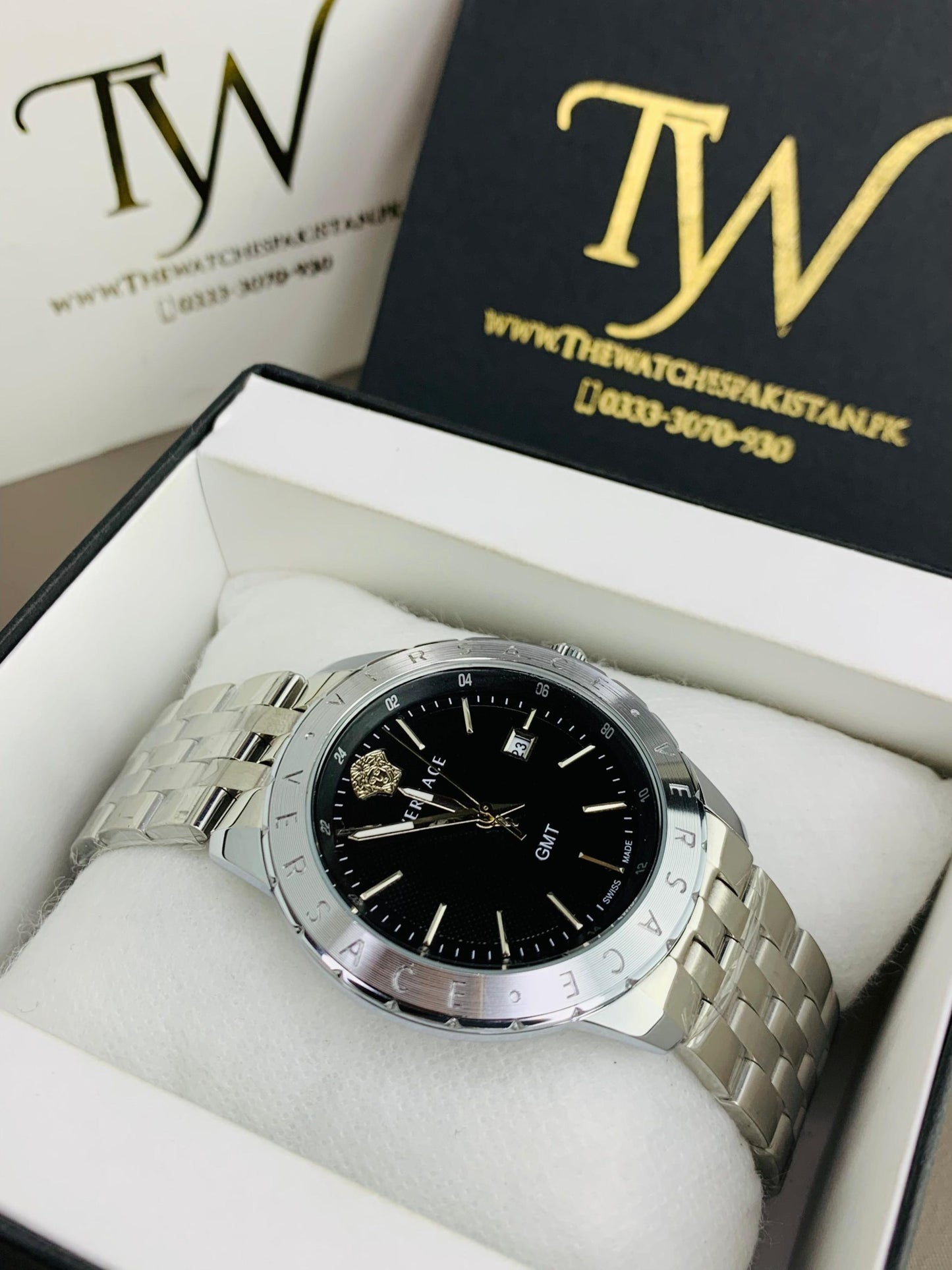Premium AAA Men's Watch Silver Black Dial