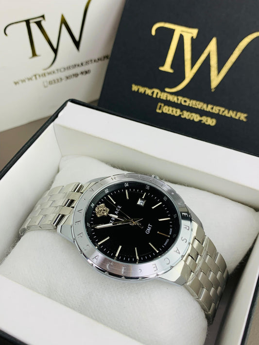 Premium AAA Men's Watch Silver Black Dial