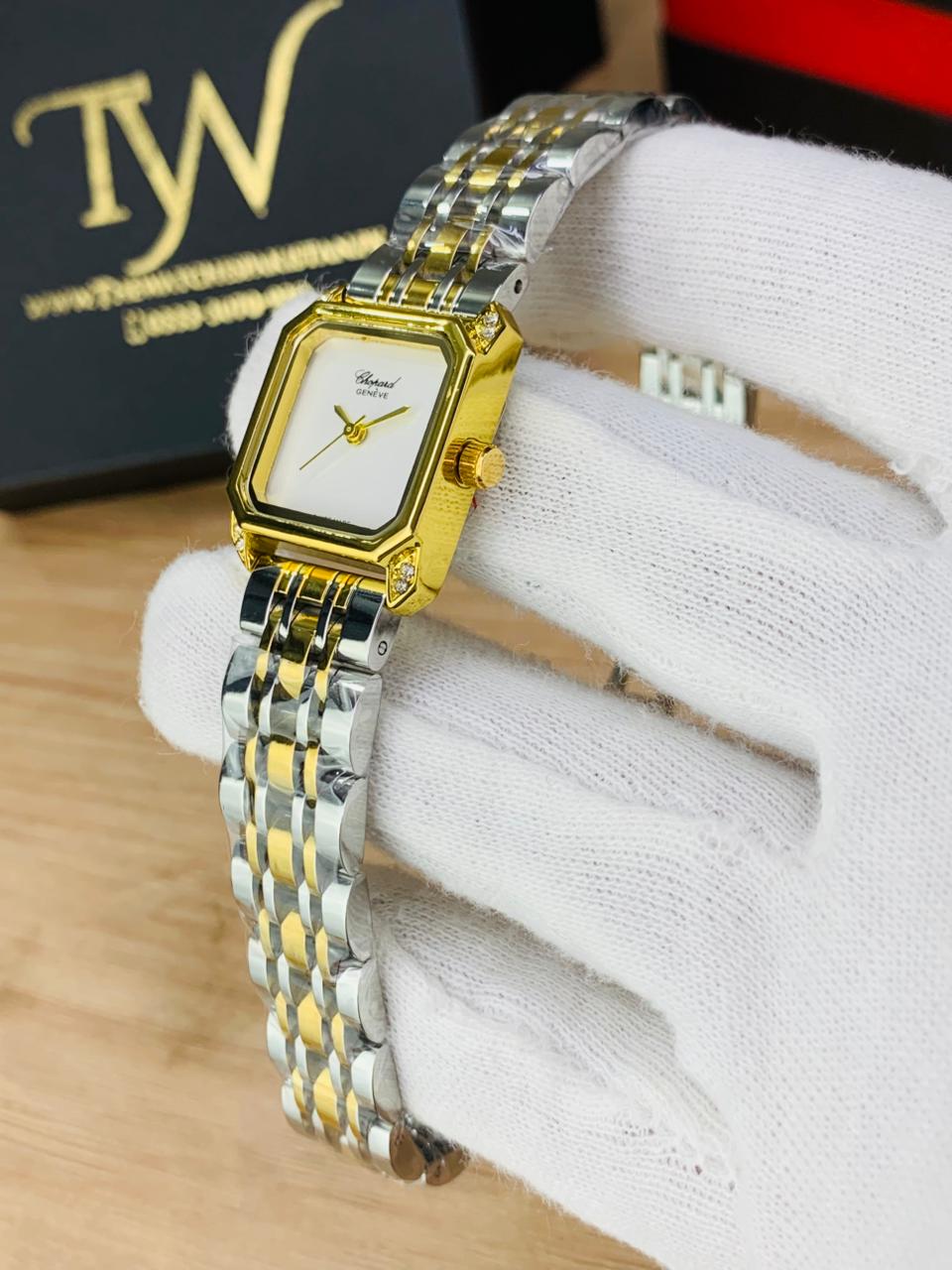 Chopard Square Two Tone White Dial