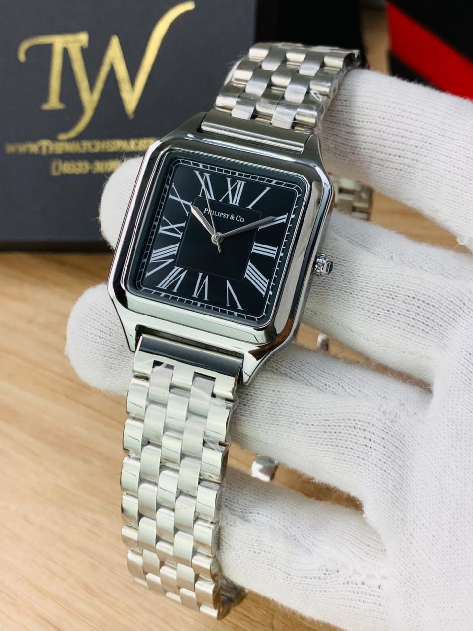 Square Dial Silver Black