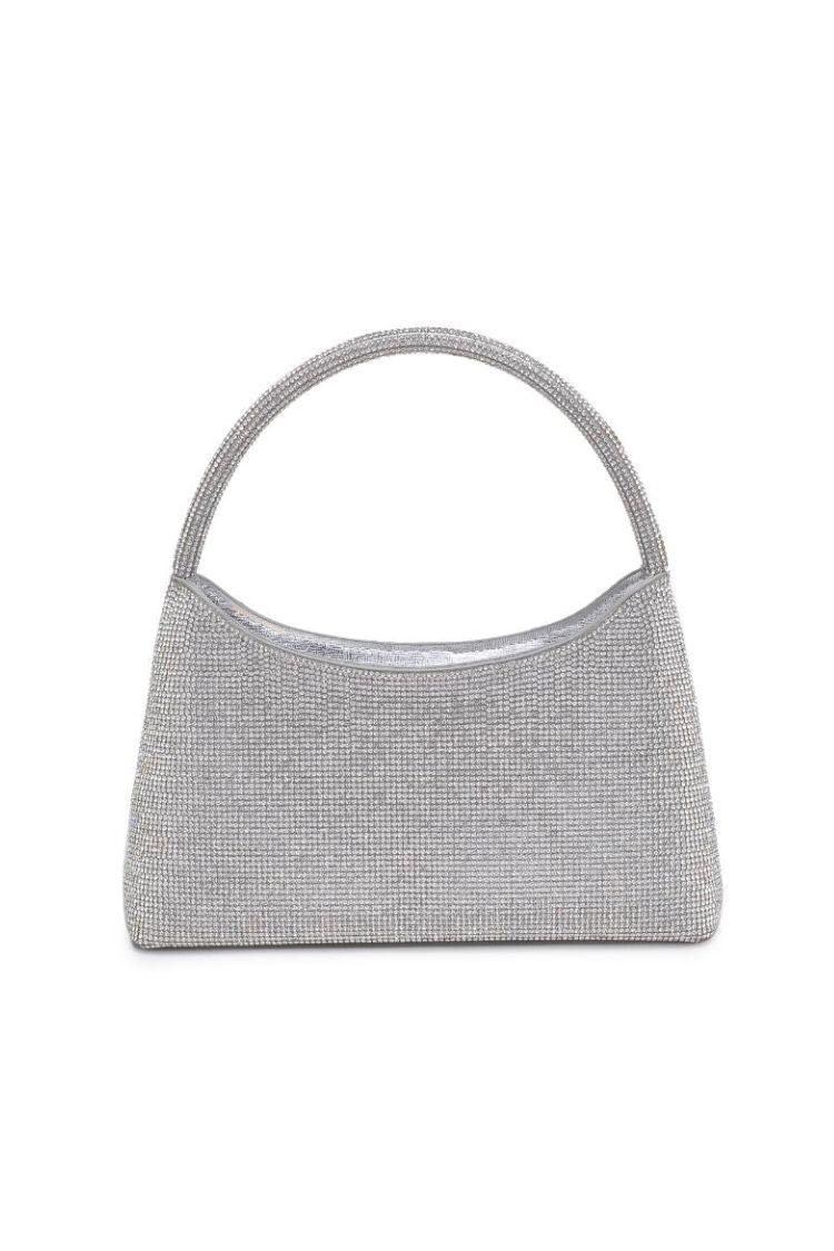Elegant Silver Crystal Evening Bag
