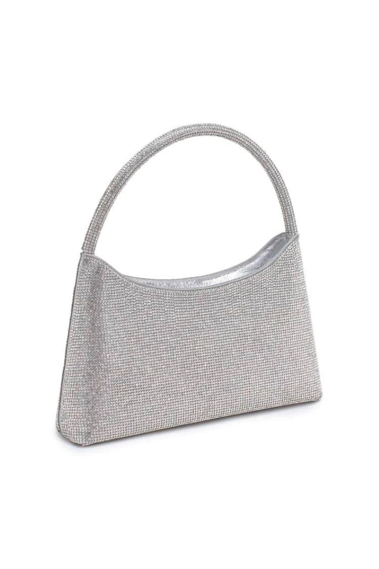 Elegant Silver Crystal Evening Bag