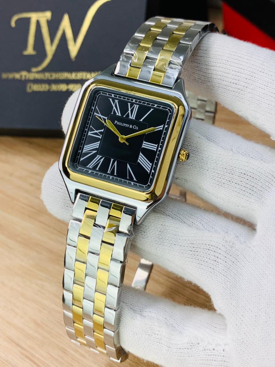 Square Dial Two Tone Black