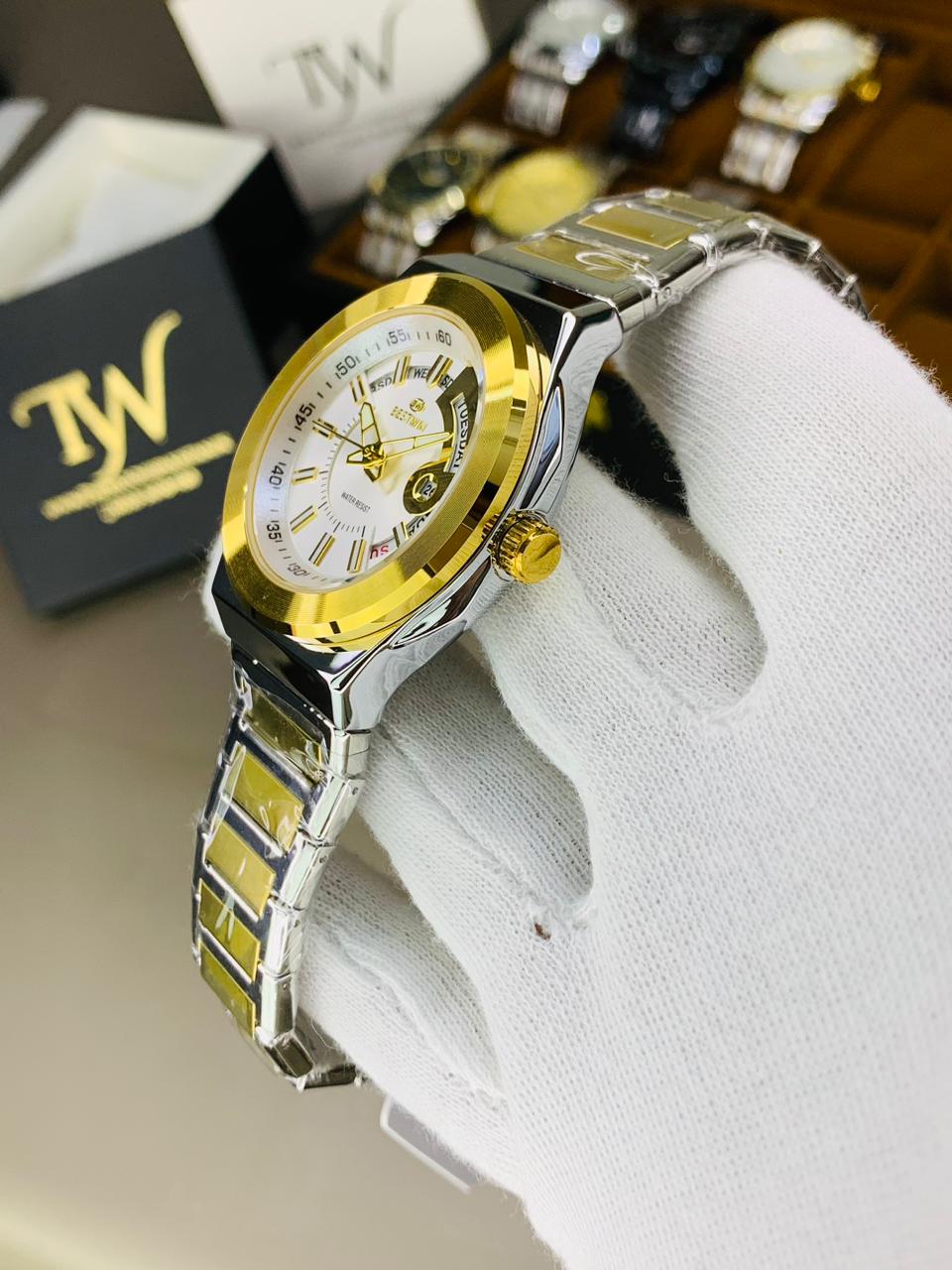 Day Date Best-win Two Tone White Dial