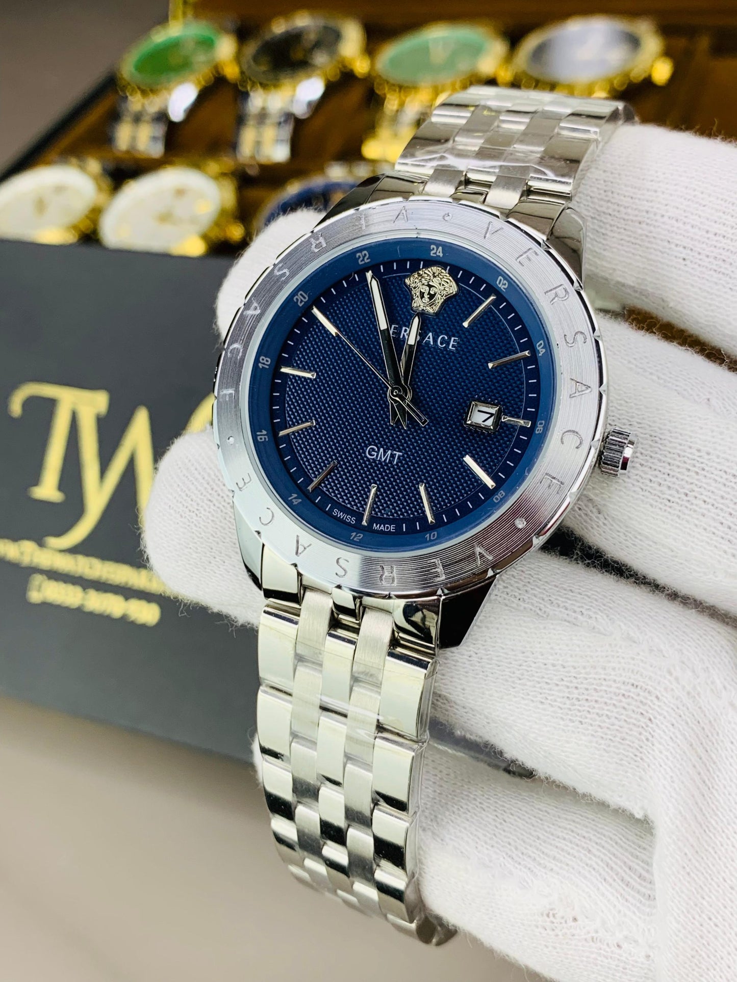 Premium AAA Men's Watch Silver With Blue Dial