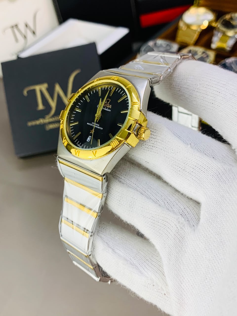 Golden Two Tone Black Dial