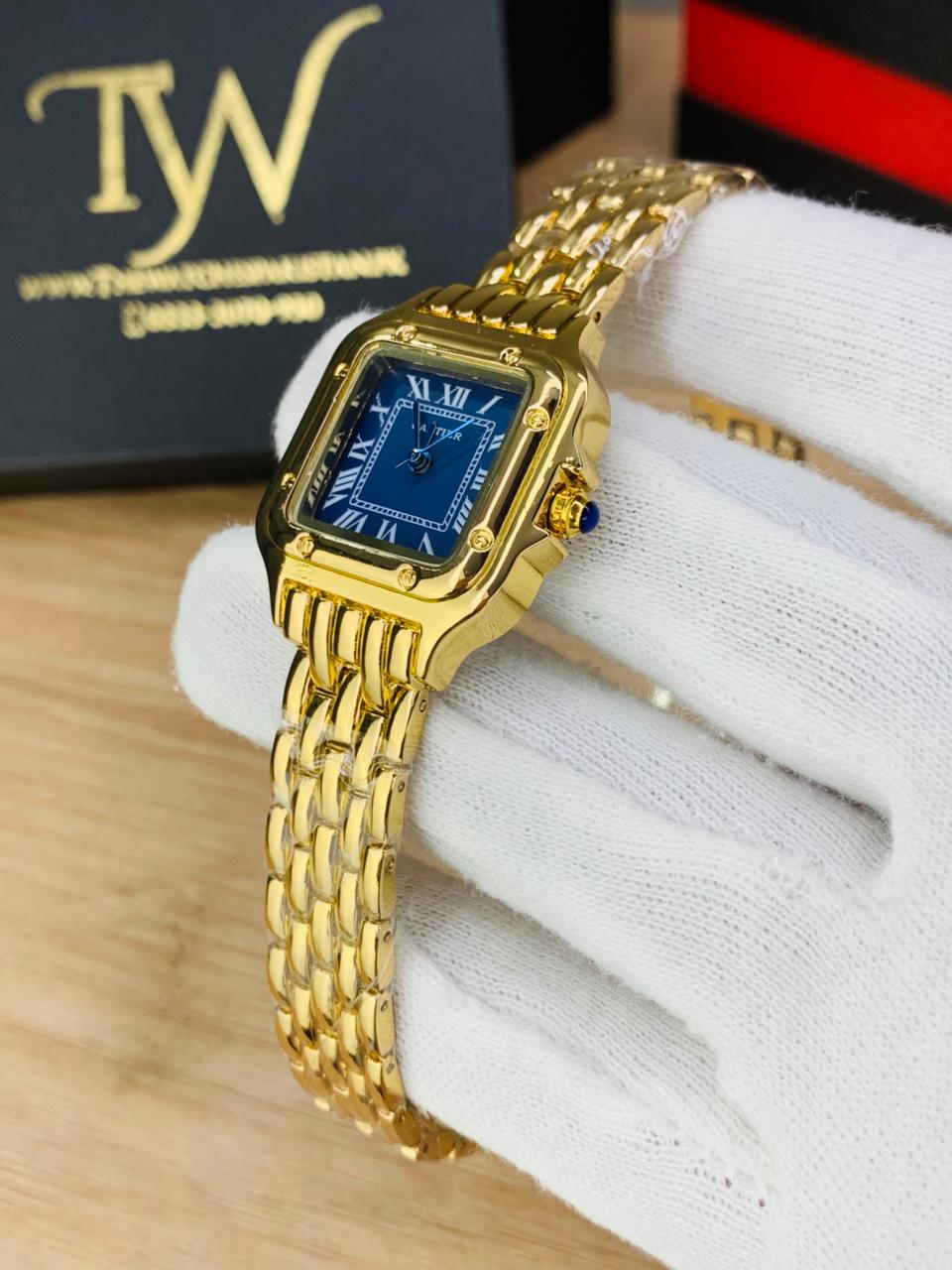 Cartier Square Mini Dial Golden Blue Dial