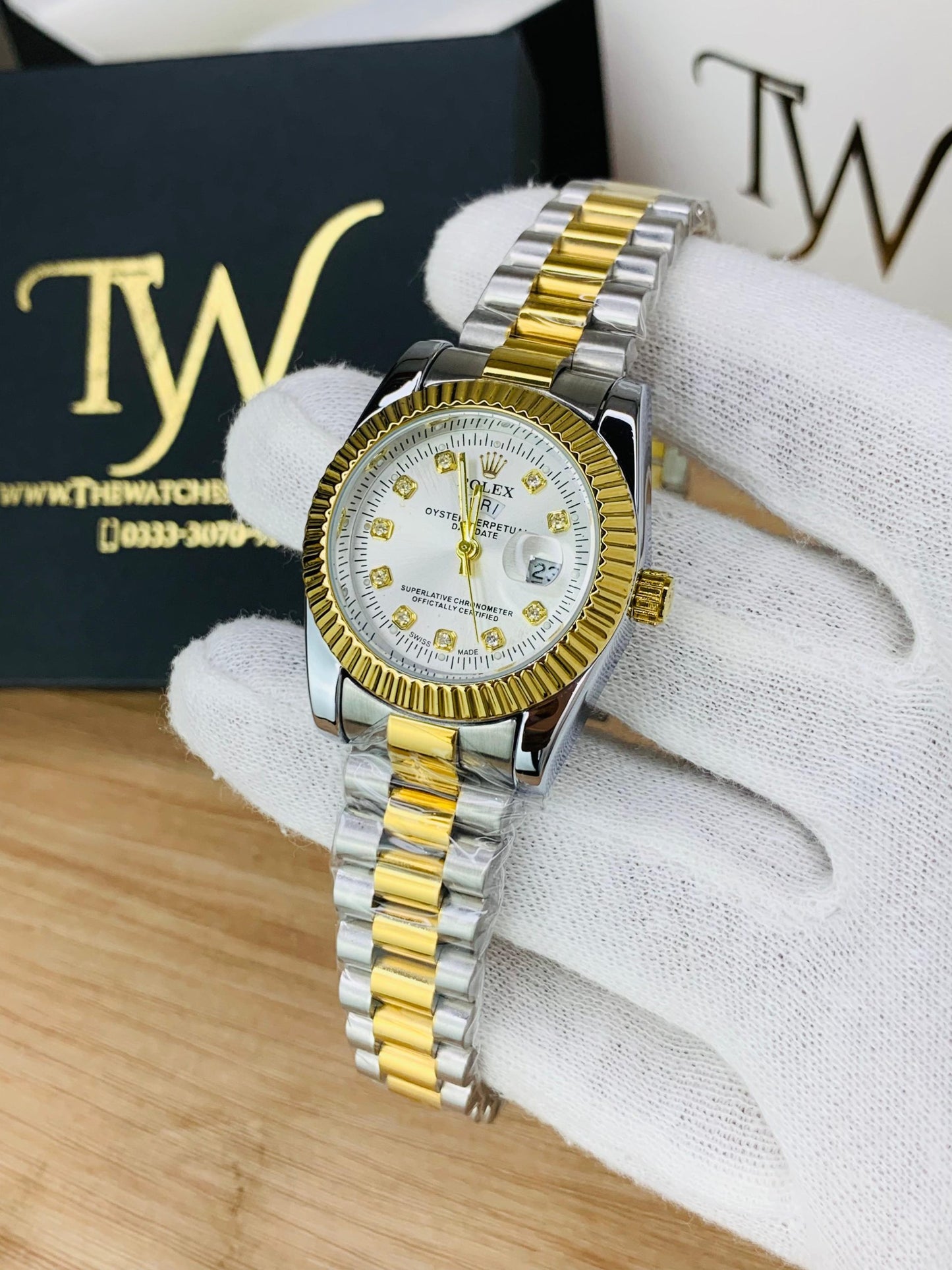 Rlx12 Diamond For Women Two Tone Golden