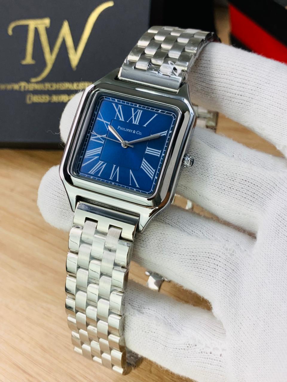 Square Dial Silver Blue !