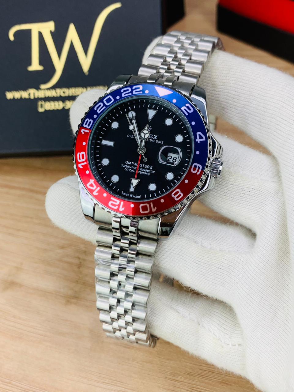 GMT Silver Blue Red Black Dial !