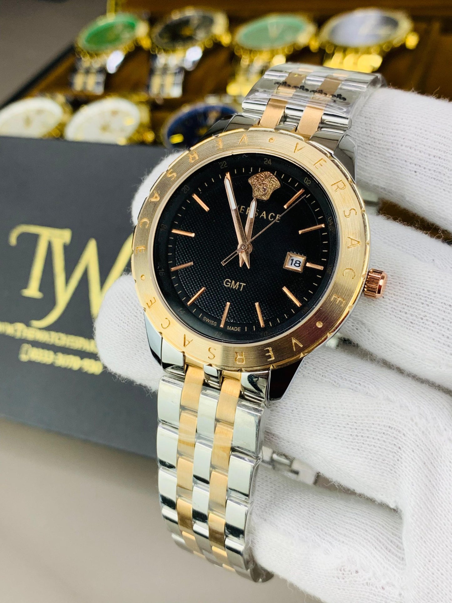 Premium AAA Men's Watch Rose Gold Two Tone Black Dial
