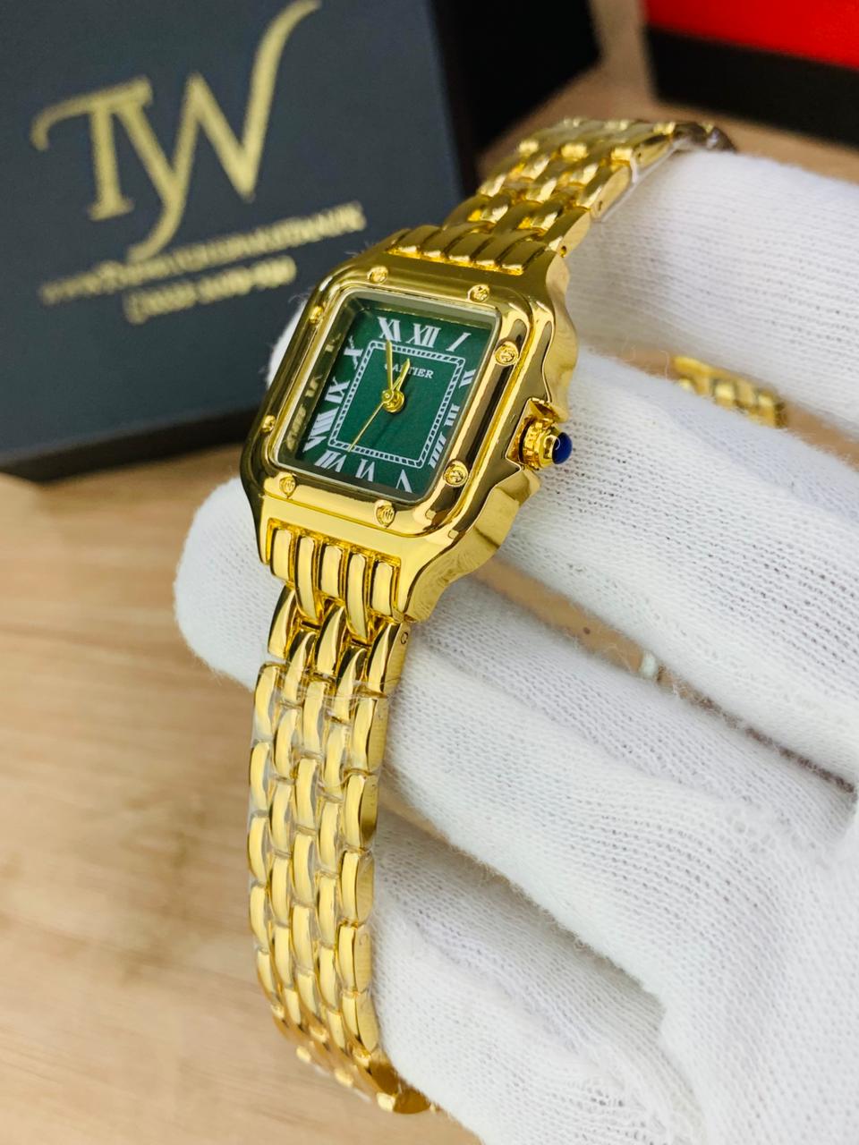Cartier Square Mini Dial Golden Green Dial !