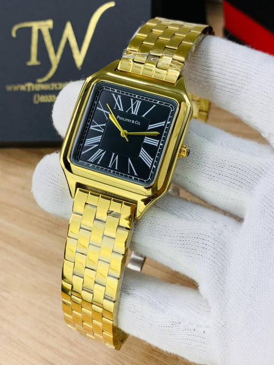 Square Dial Golden Black