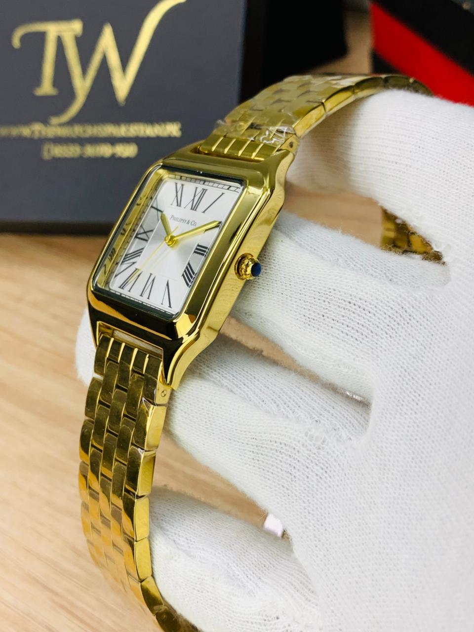 Square Dial Golden White Dial