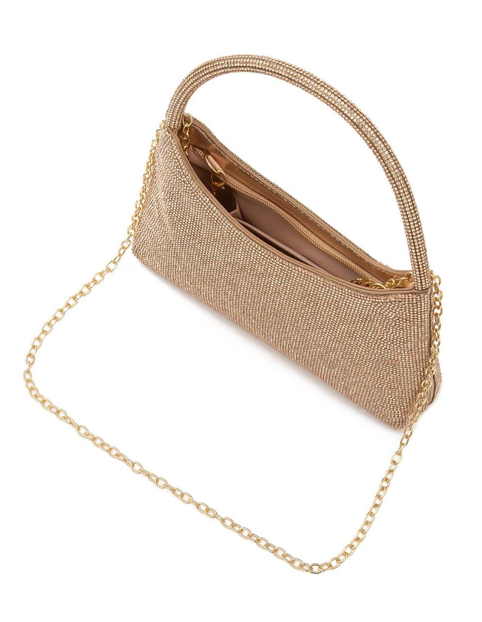Elegant Gold Crystal Evening Bag