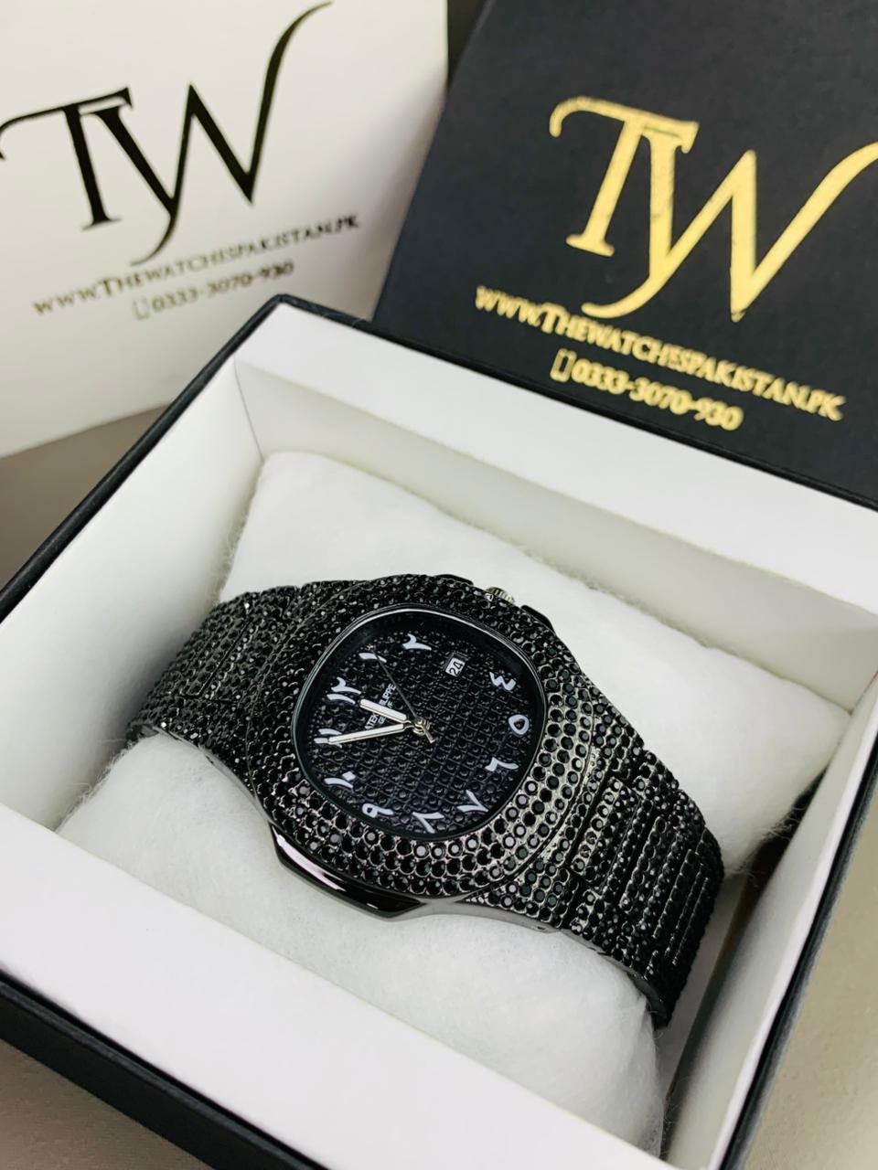 Eid Discount | Black Arabic Stone Watch ⌚