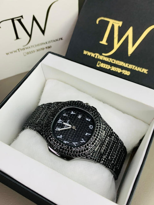 Eid Discount | Black Arabic Stone Watch ⌚
