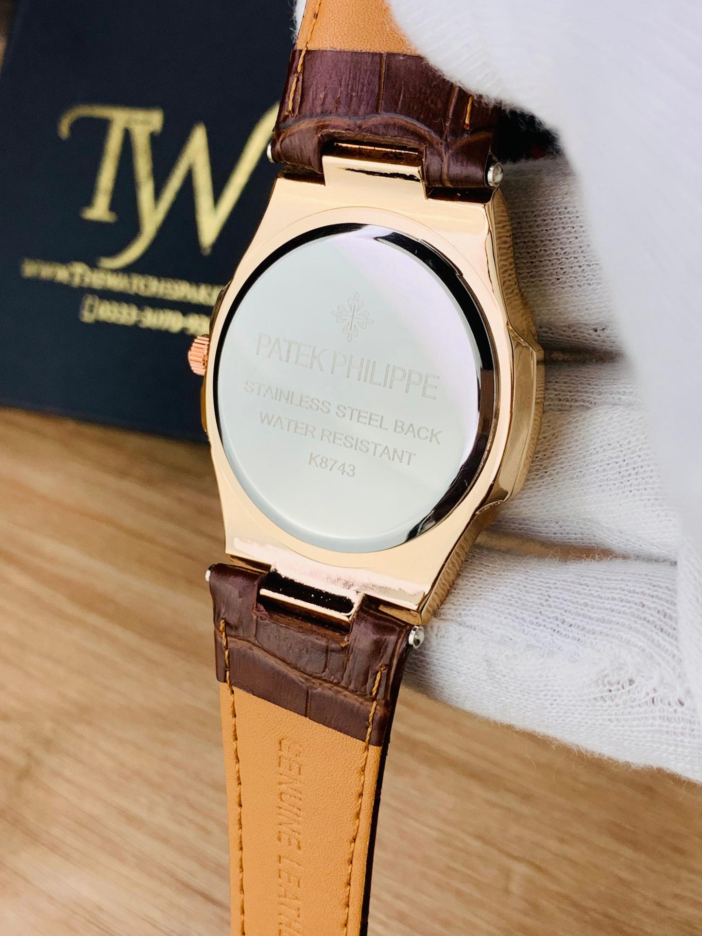 PP- Copper Case Brown Strap White Dial