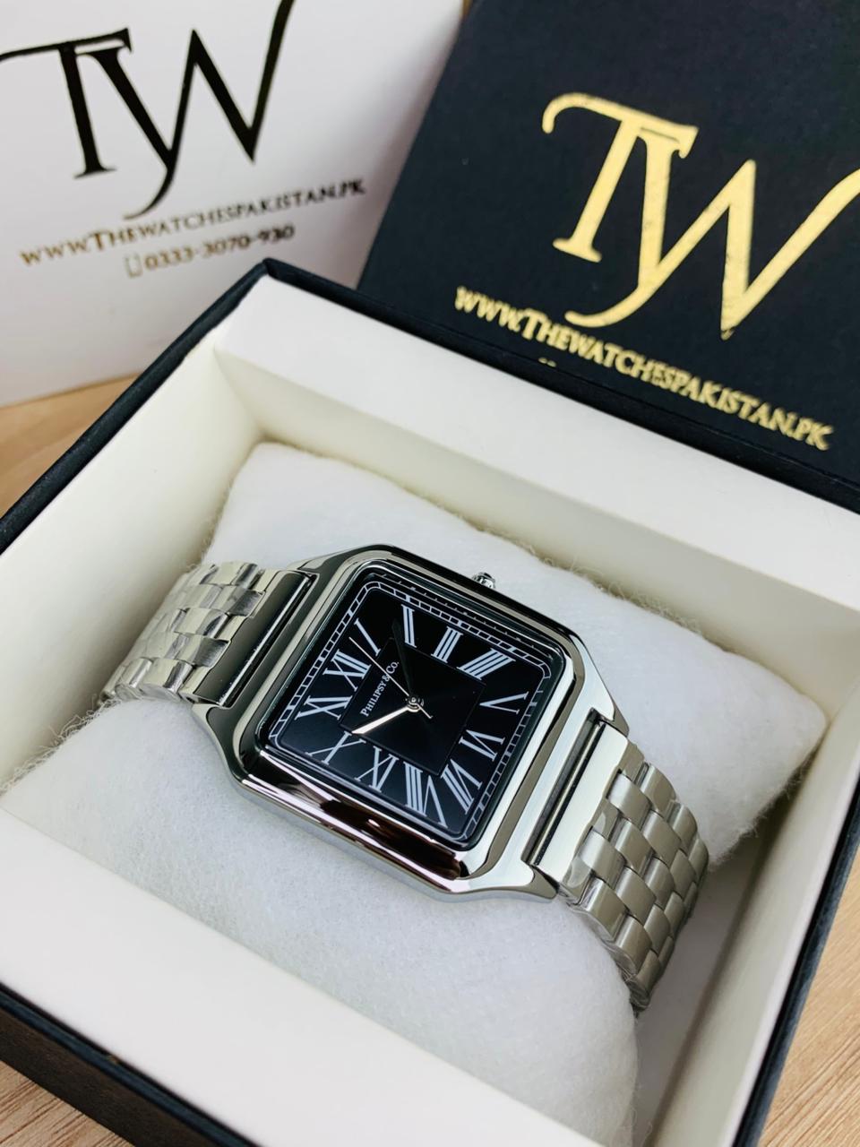 Square Dial Silver Black