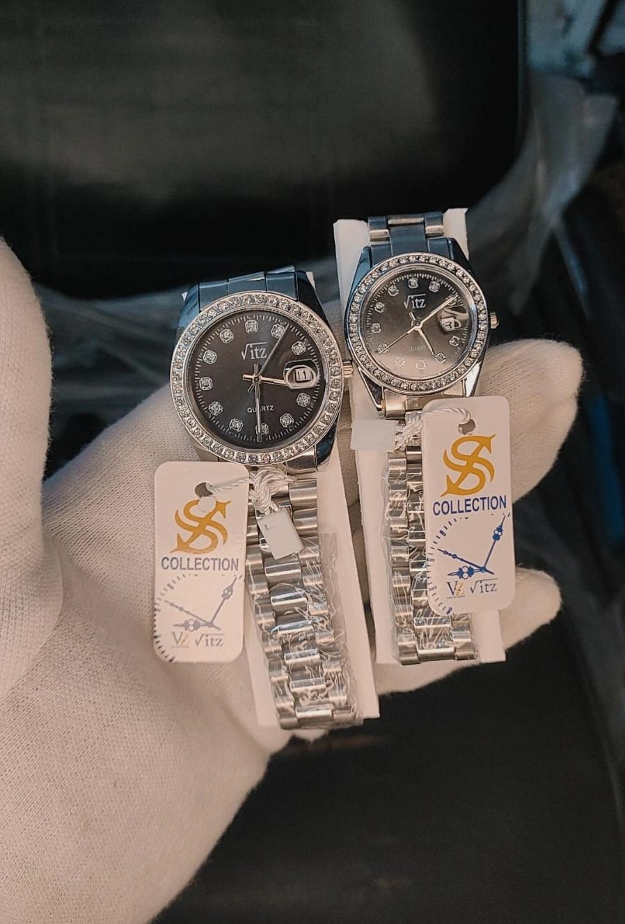 Couple Watch ! Black Silver
