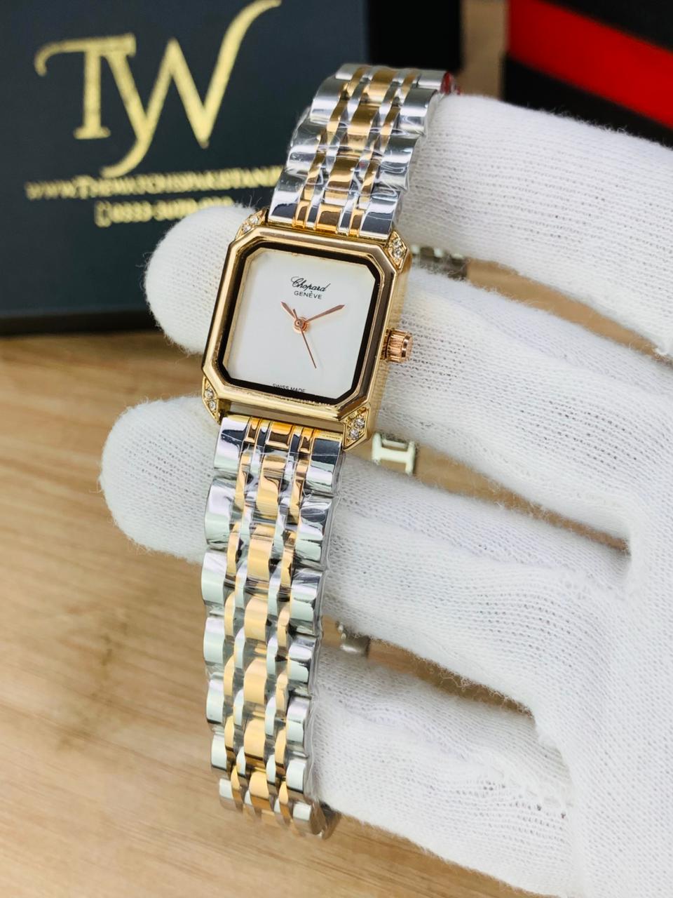 Chopard Square Rose Two Tone White Dial