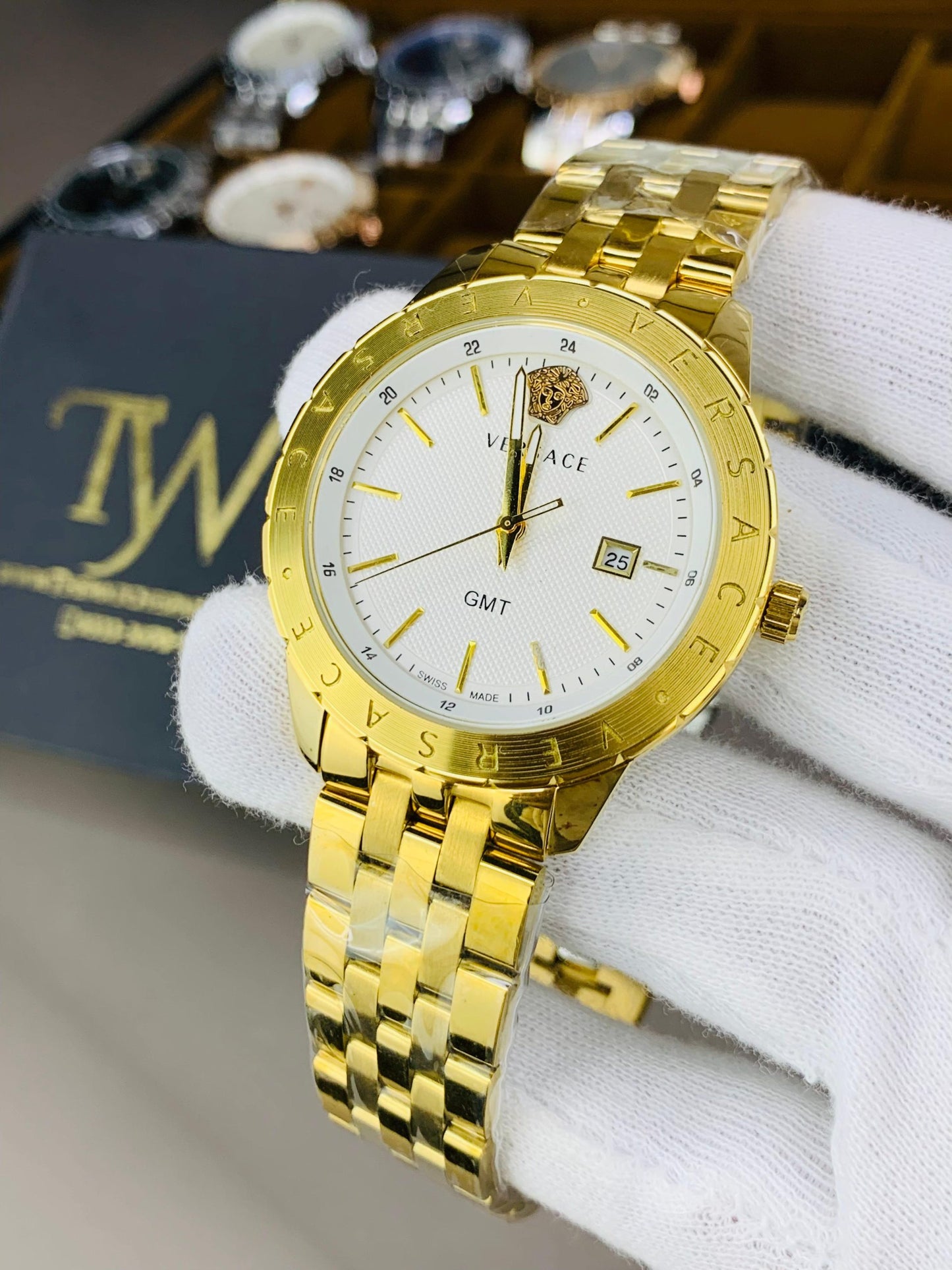 Premium AAA Men's Watch Golden White Dial