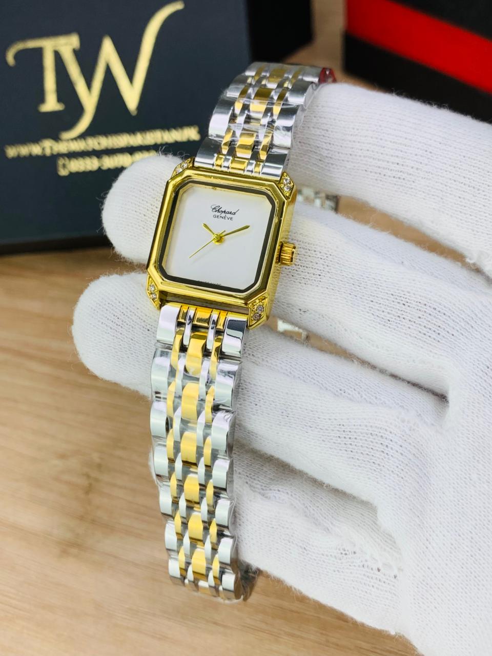 Chopard Square Two Tone White Dial