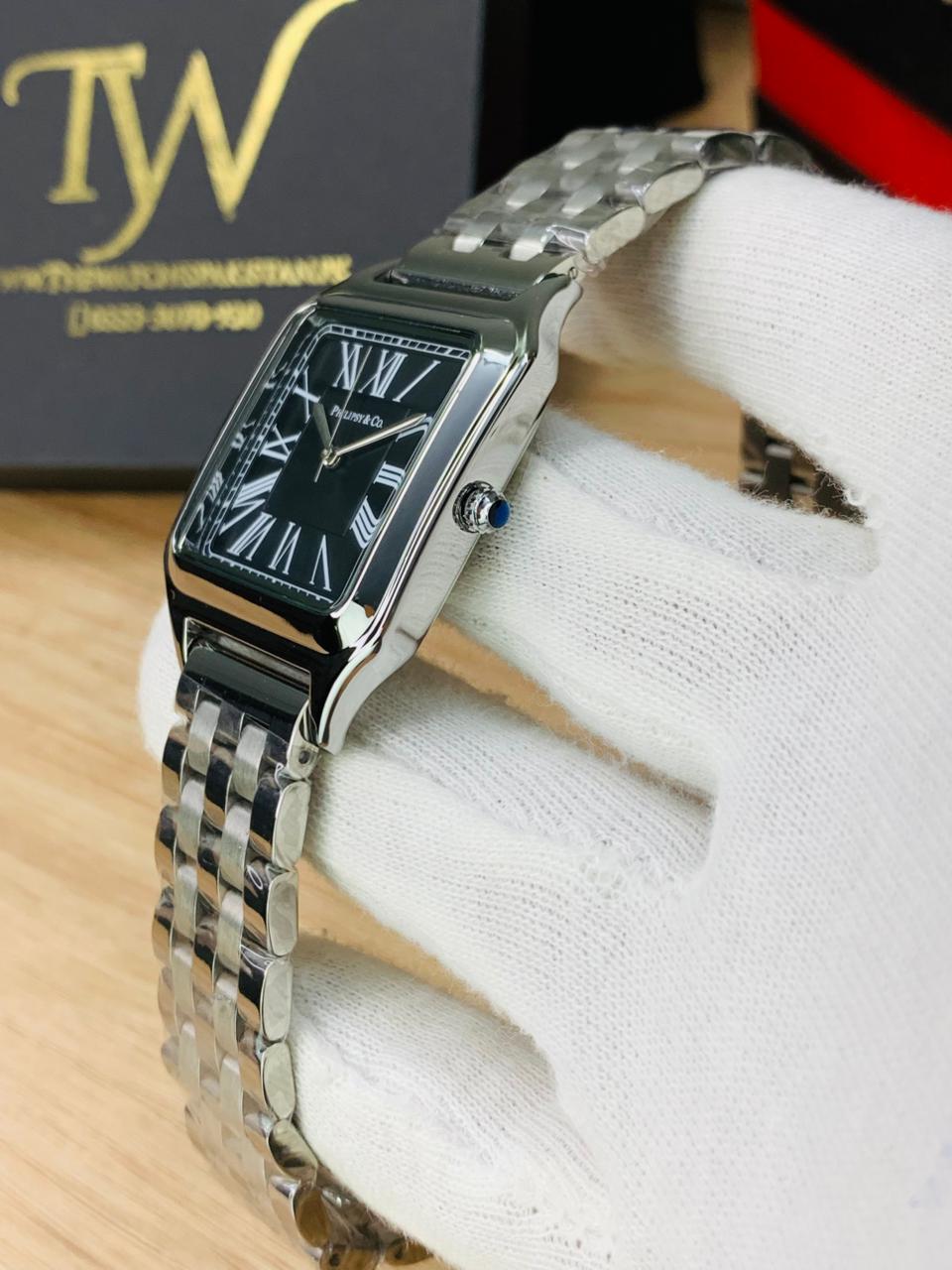 Square Dial Silver Black