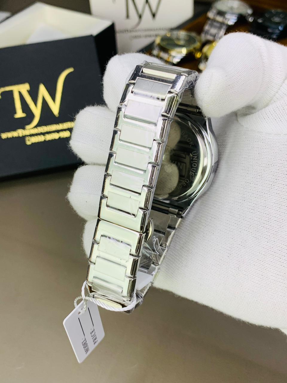 Day Date Bestwin Silver White Dial