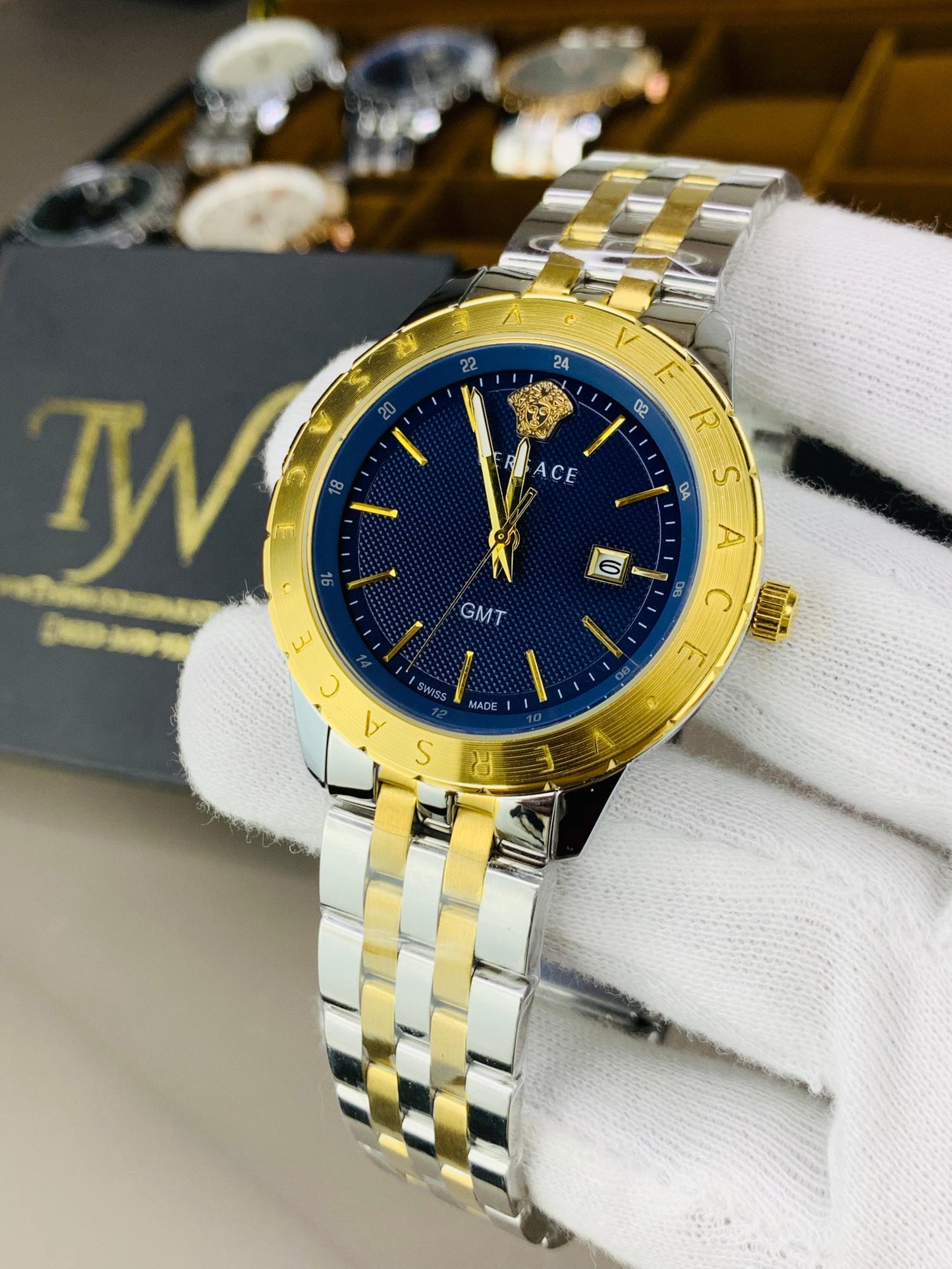 Premium AAA Men's Watch Golden Two Tone Blue Dial