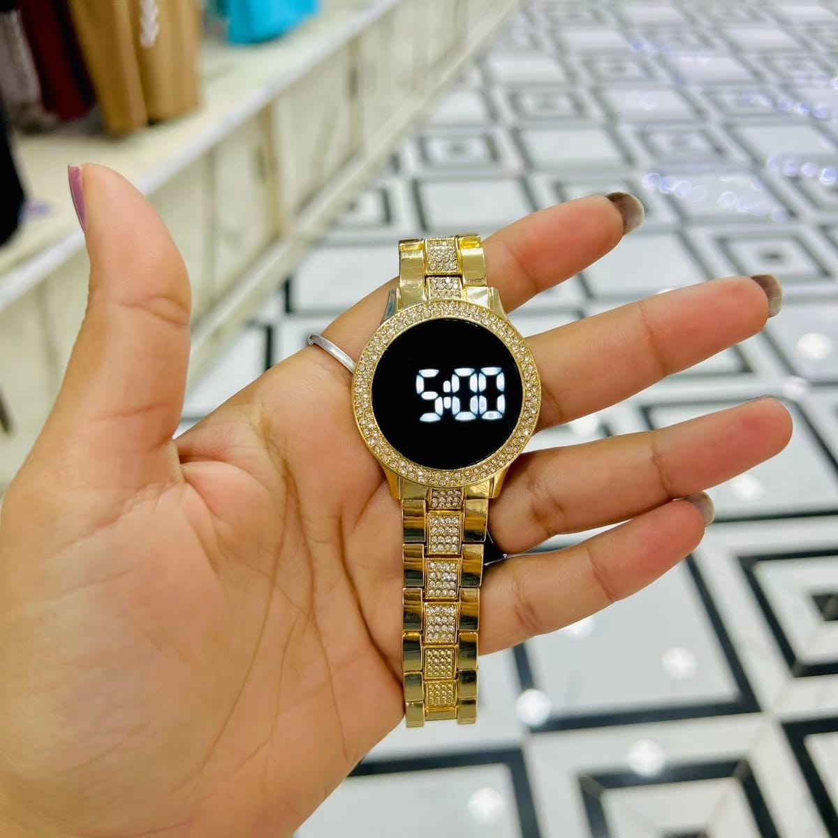 Led Display Touch Screen Watch In Golden !
