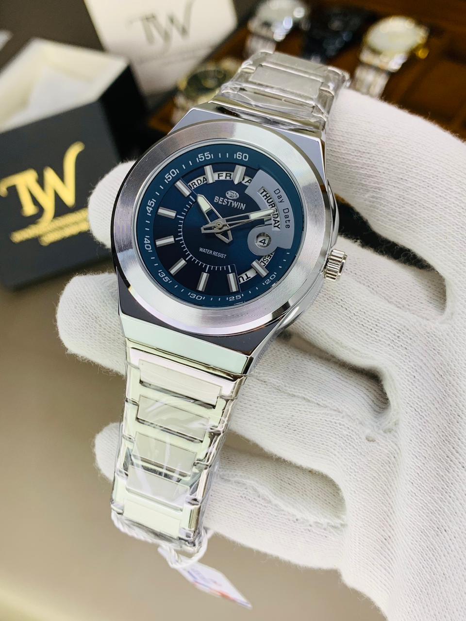 Day Date Bestwin Silver Blue